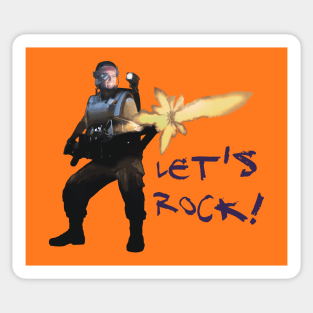 Aliens (1986) Vasquez: LET'S ROCK! (fire opacity: 90%) Sticker